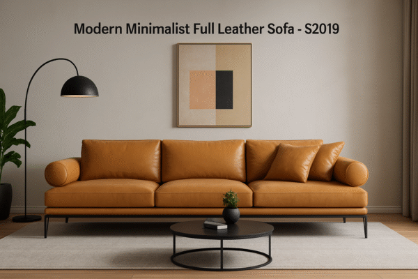 Modern Minimalist Full Leather Sofa – S2019